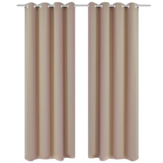 2 pcs Cream Blackout Curtains with Metal Rings 135 x 245 cm