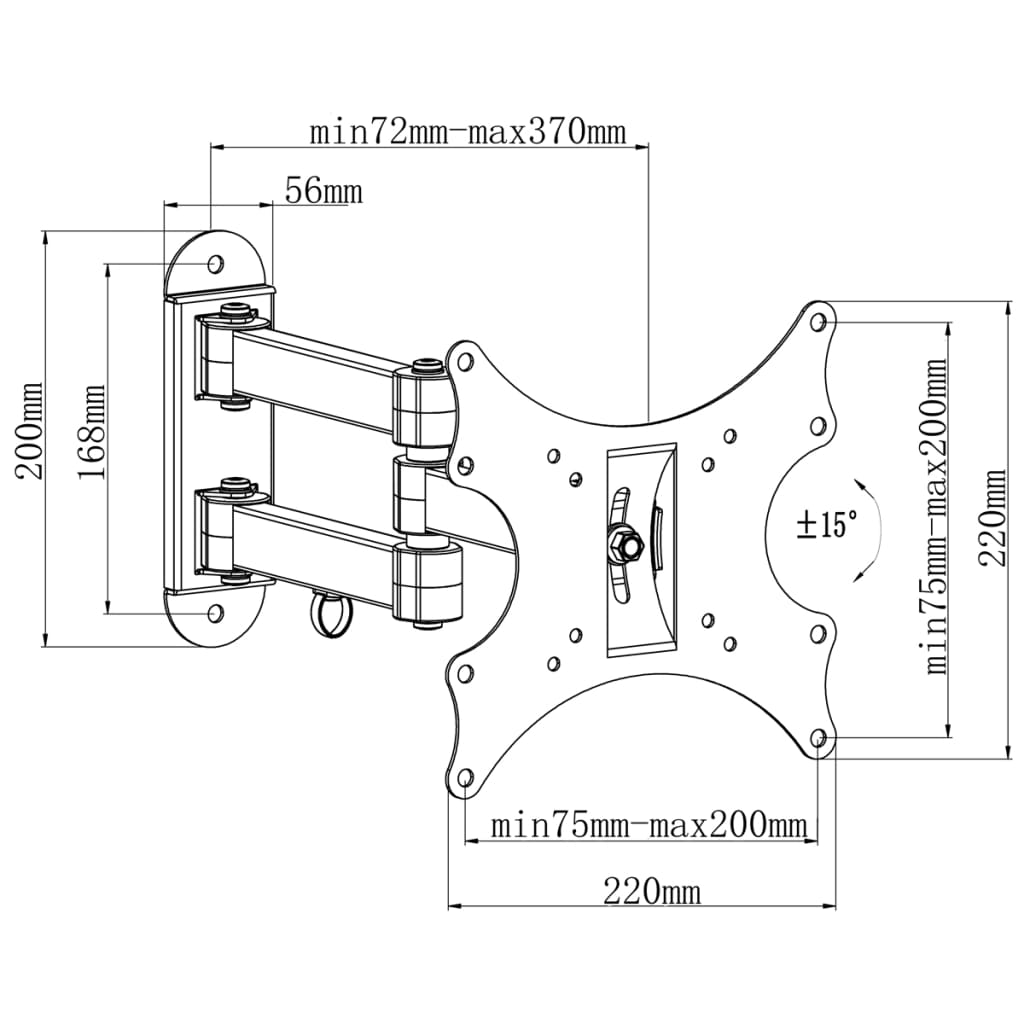 Double-armed Swivel Tilt Wall Mounted TV Bracket 200x200mm 17"-37"