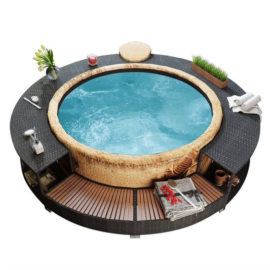 Berkfield Hot Tub Surround Black Poly Rattan