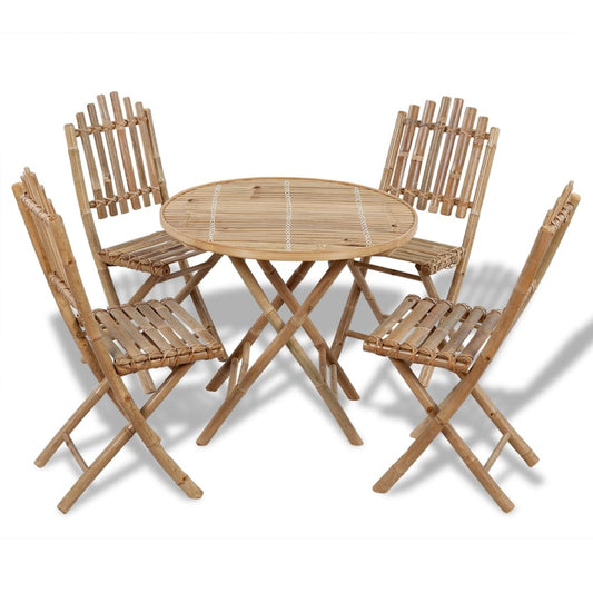 Berkfield 5 Piece Folding Outdoor Dining Set Bamboo