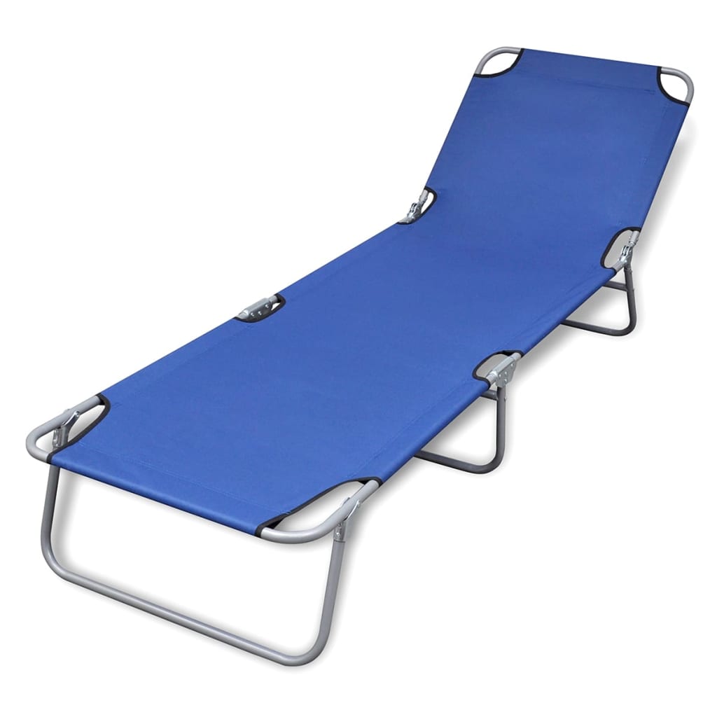 Berkfield Folding Sun Lounger Powder-coated Steel Blue