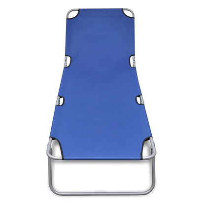 Berkfield Folding Sun Lounger Powder-coated Steel Blue