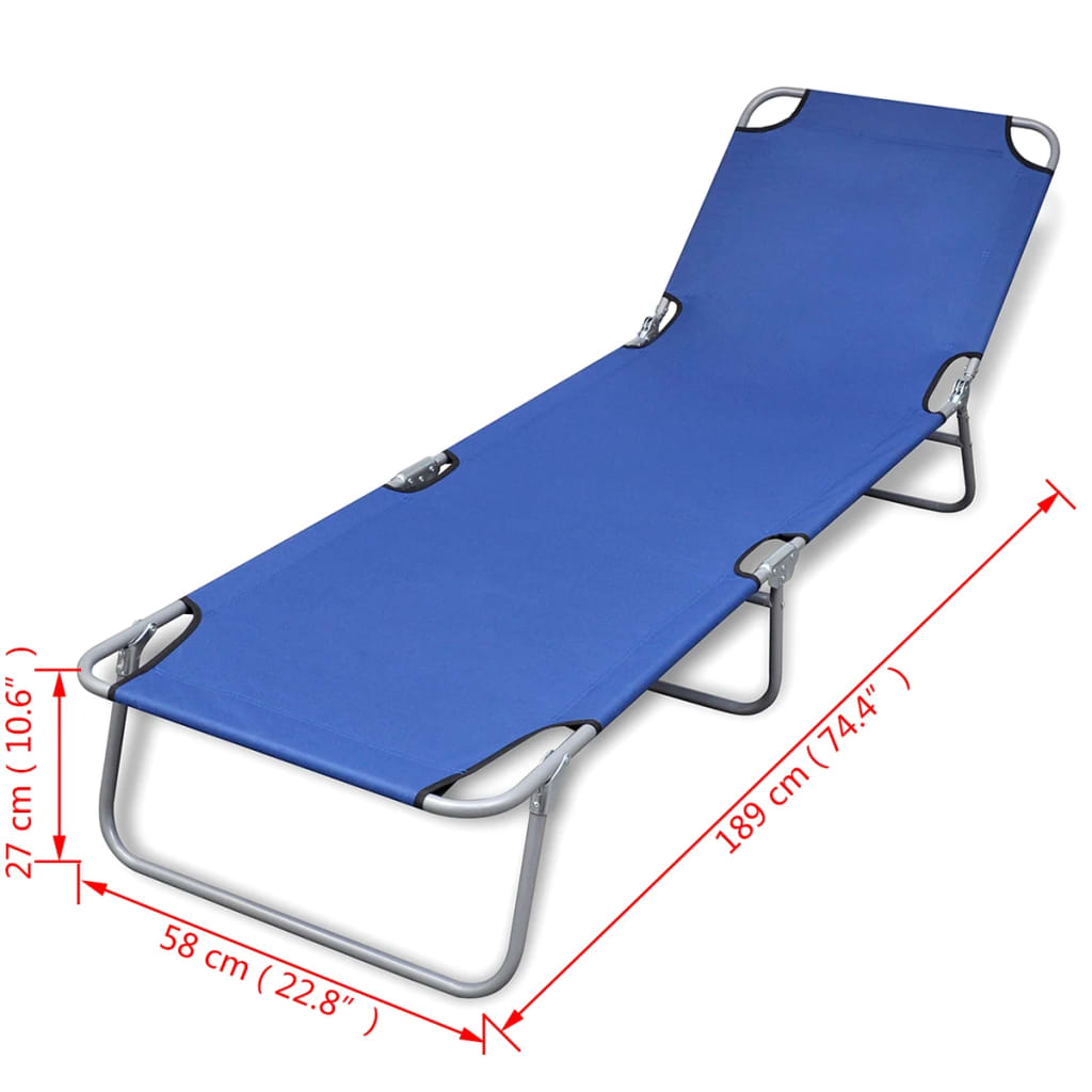 Berkfield Folding Sun Lounger Powder-coated Steel Blue