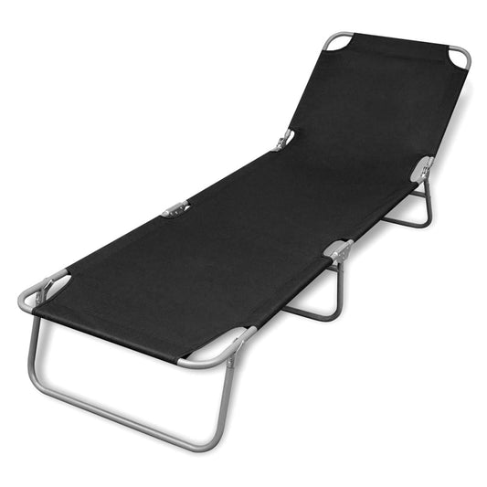 Berkfield Folding Sun Lounger Powder-coated Steel Black