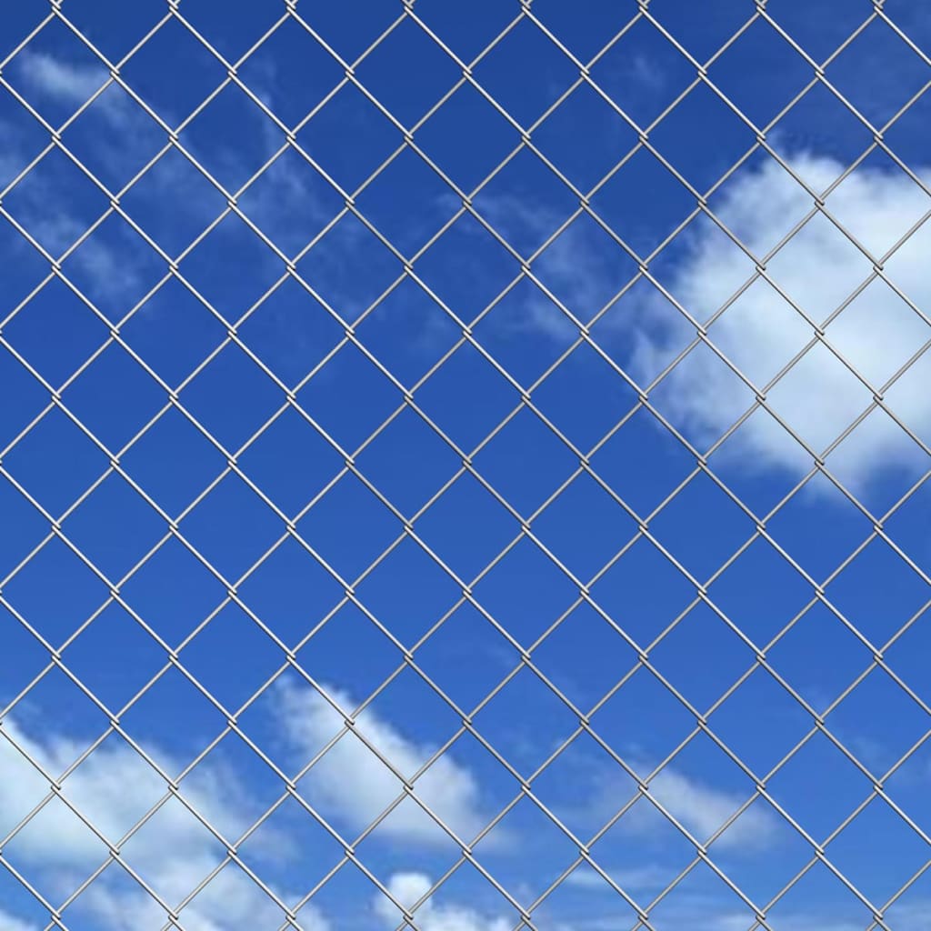 Berkfield Chain Link Fence with Posts Spike Galvanised Steel 25x0.8 m