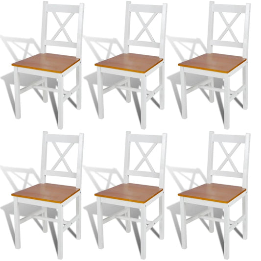 Berkfield Dining Chairs 6 pcs White Pinewood