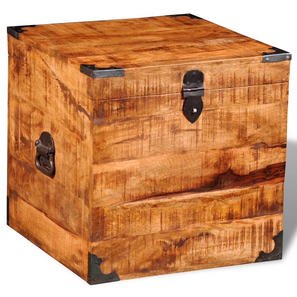 Berkfield Storage Chest Cubic Rough Mango Wood