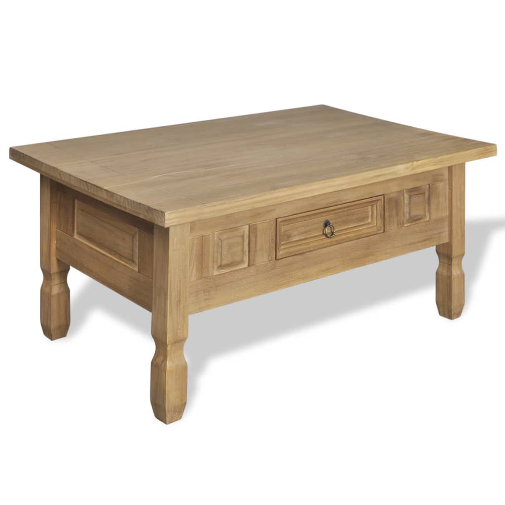 Berkfield Coffee Table with Drawer Mexico Pinewood