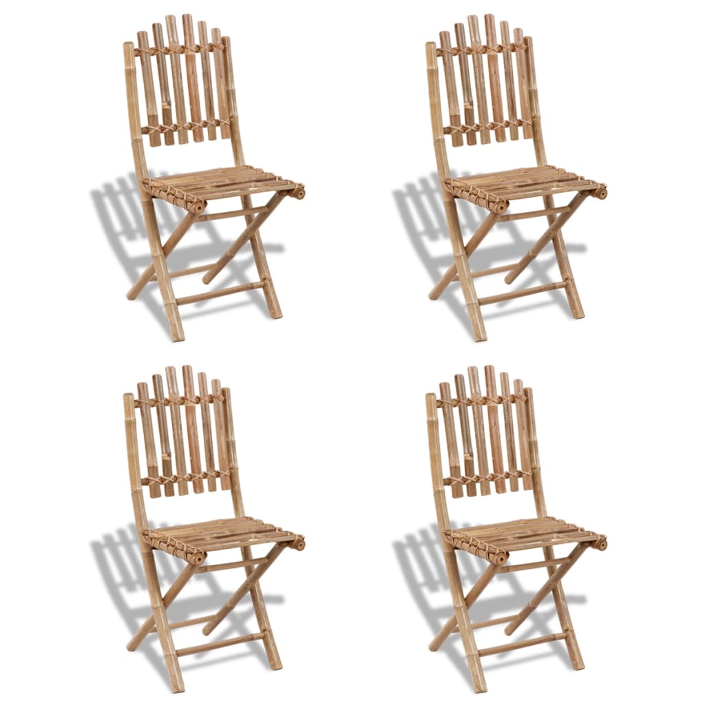 Berkfield Foldable Outdoor Chairs Bamboo 4 pcs