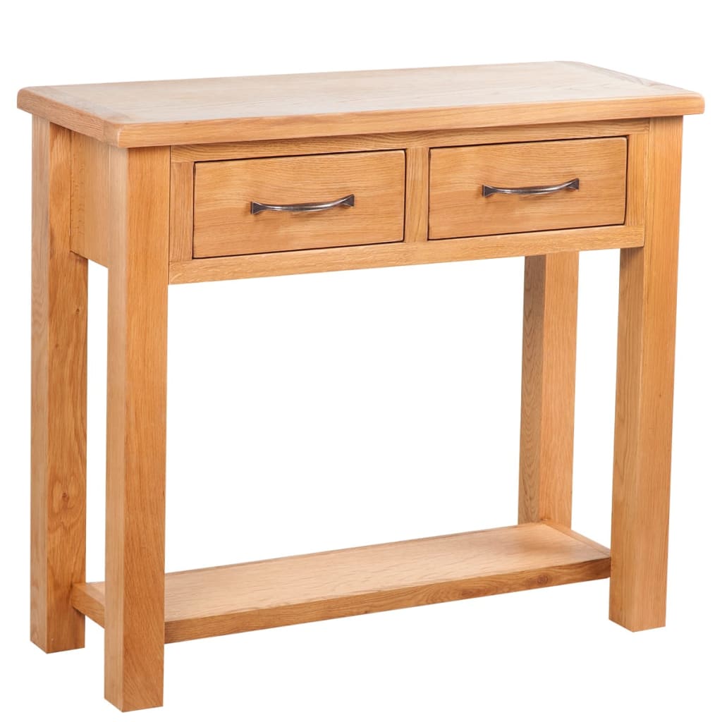 Berkfield Console Table with 2 Drawers 83x30x73 cm Solid Oak Wood