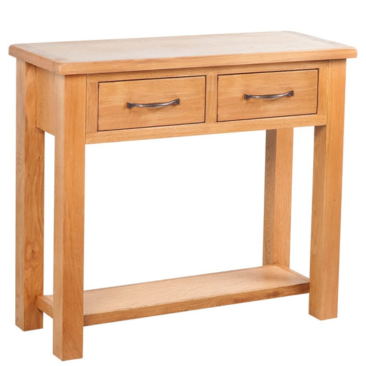 Berkfield Console Table with 2 Drawers 83x30x73 cm Solid Oak Wood