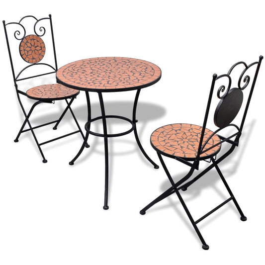 Berkfield 3 Piece Bistro Set Ceramic Tile Terracotta