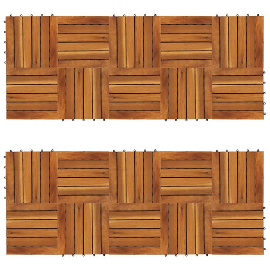 Decking Tiles Vertical Pattern 30 x 30 cm Acacia Set of 20