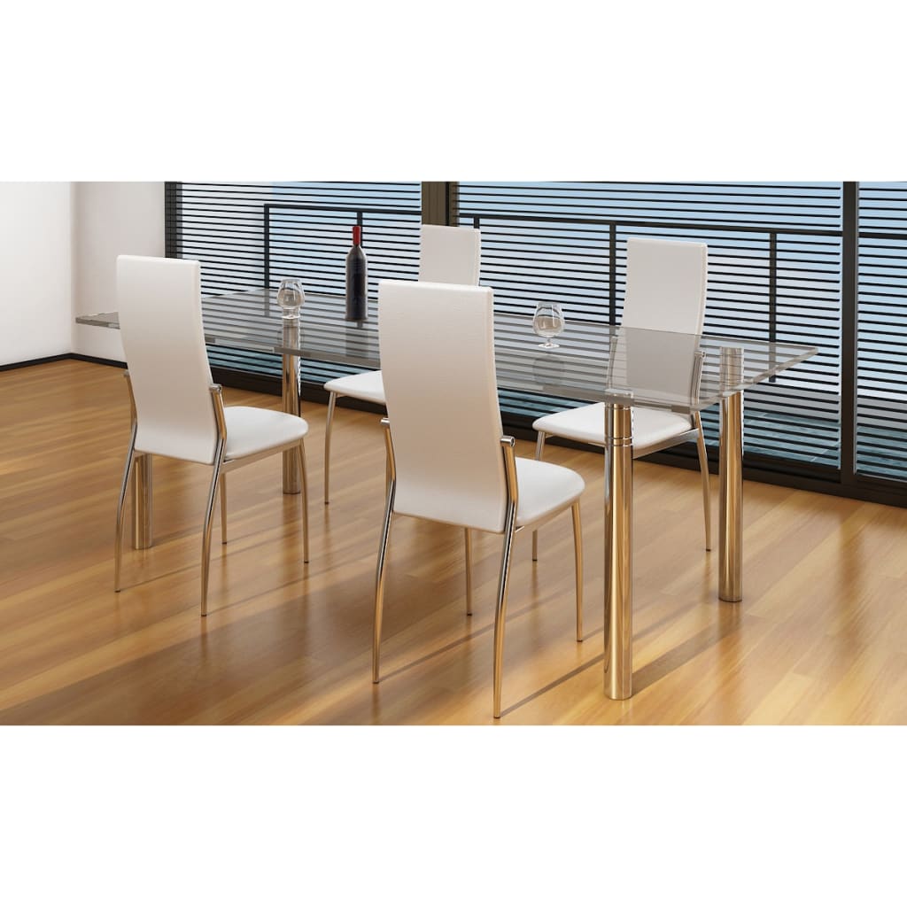 Berkfield Dining Chairs 4 pcs White Faux Leather