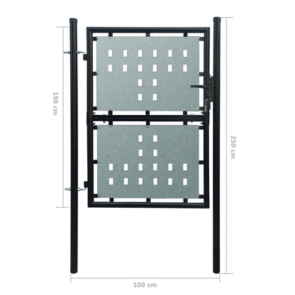 Berkfield Black Single Door Fence Gate 100 x 250 cm