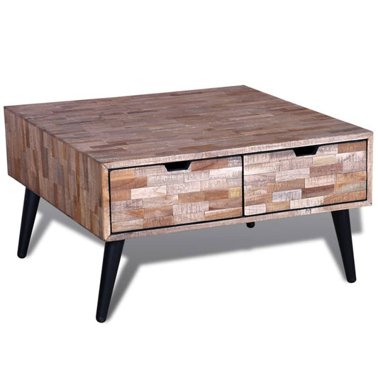 Berkfield Coffee Table with 4 Drawers Reclaimed Teak Wood