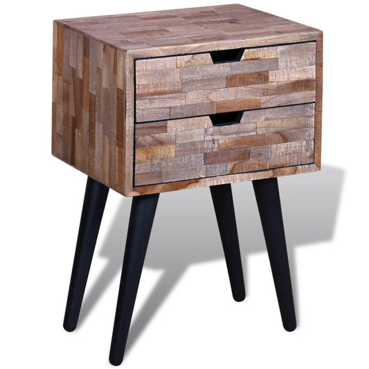 Berkfield Nightstand with 2 Drawers Reclaimed Teak Wood