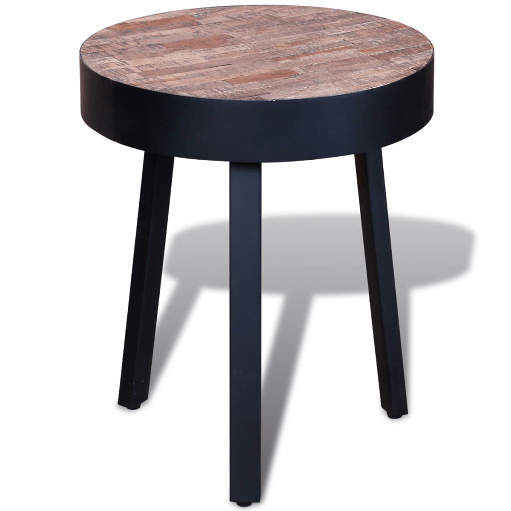 Berkfield End Table Round Reclaimed Teak Wood
