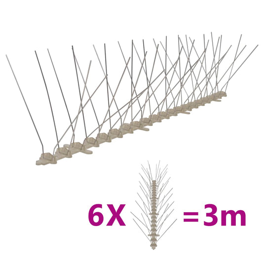 Berkfield 4-row Plastic Bird & Pigeon Spikes Set of 6 3 m