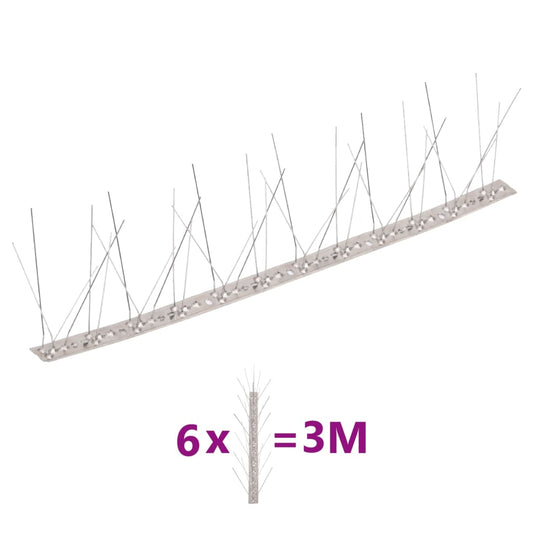 Berkfield 5-row Stainless Steel Bird & Pigeon Spikes Set of 6 3 m