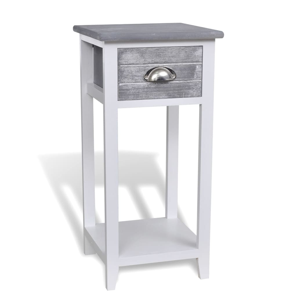 Berkfield Nightstand with 1 Drawer Grey and White