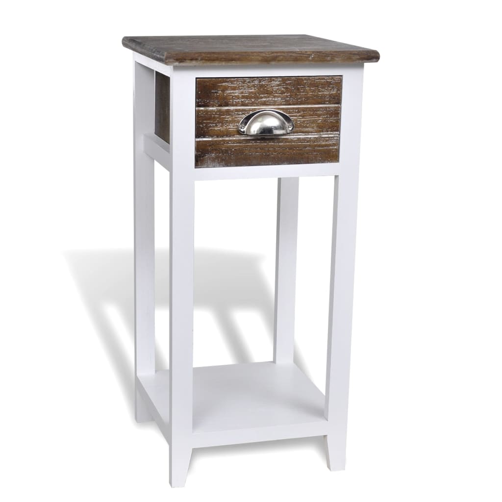 Berkfield Nightstand with 1 Drawer Brown and White