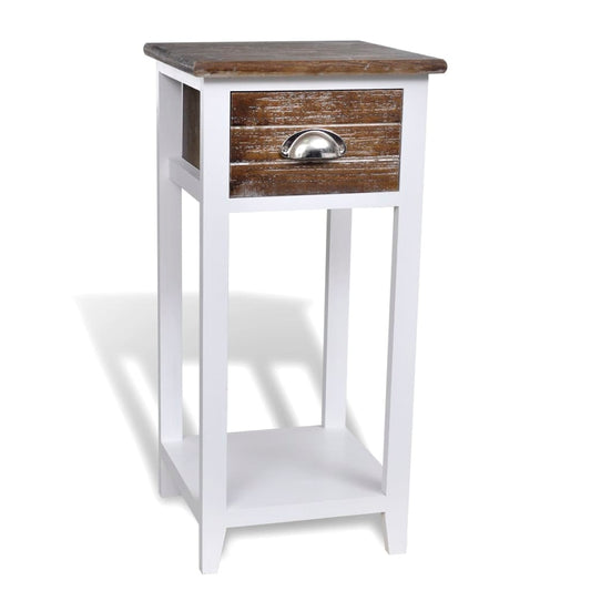 Berkfield Nightstand with 1 Drawer Brown and White