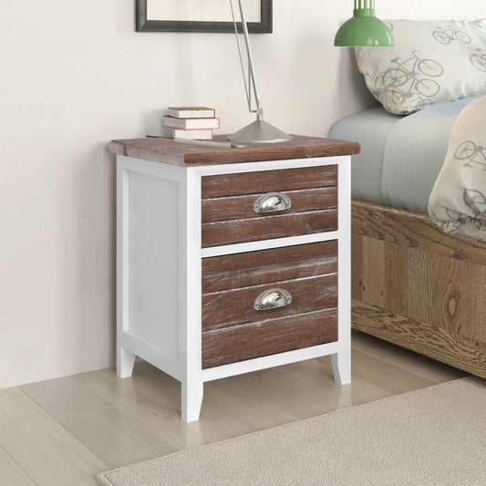 Berkfield Nightstand 2 pcs with 2 Drawers Brown and White