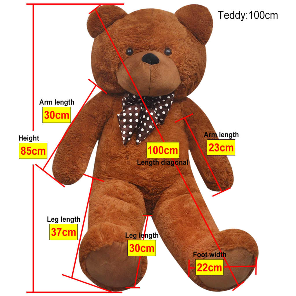 Berkfield XXL Soft Plush Teddy Bear Toy Brown 85 cm