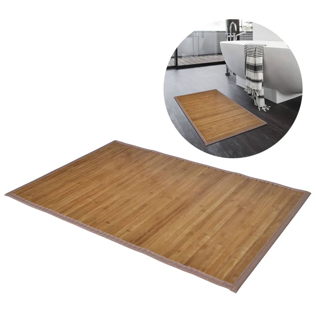 Berkfield 2x Bamboo Bath Mats 40 x 50 cm Brown