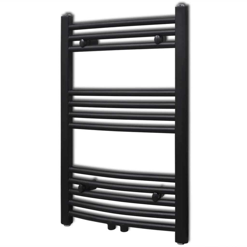 Berkfield Bathroom Heating Towel Rail Radiator Curve 500x764 mm Black
