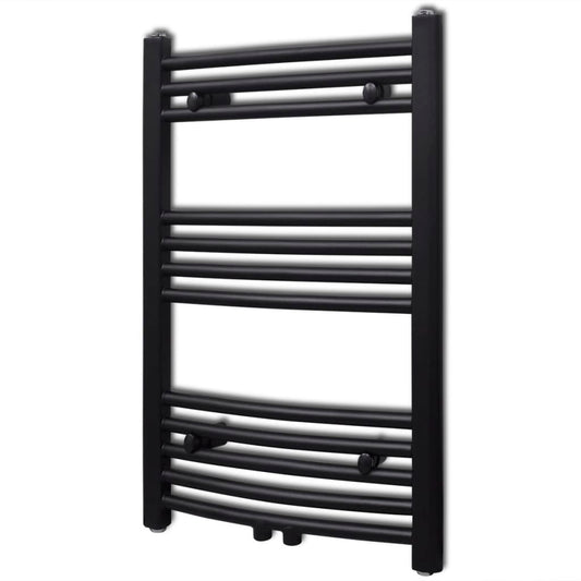 Berkfield Bathroom Heating Towel Rail Radiator Curve 500x764 mm Black