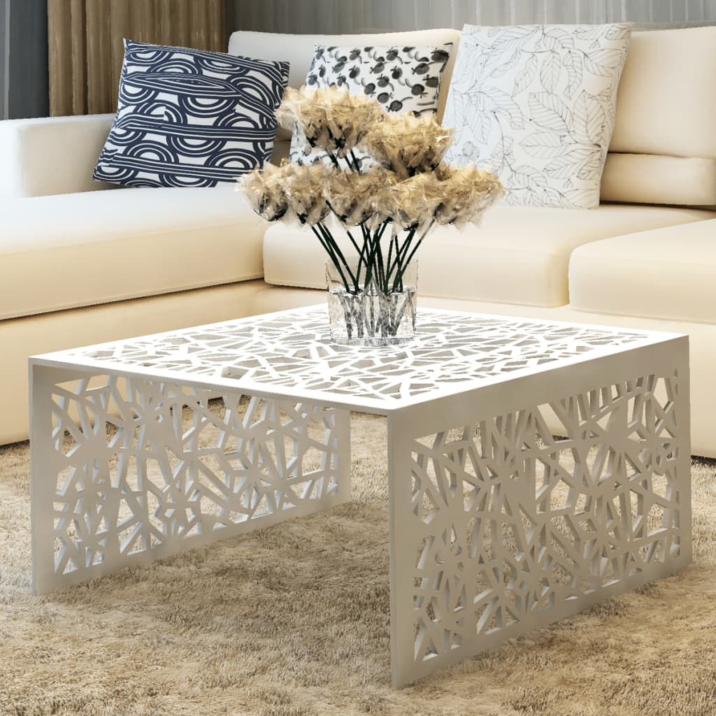 Berkfield Coffee Table Silver Geometric Openwork Design Aluminium