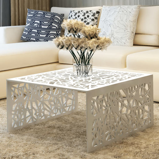 Berkfield Coffee Table Silver Geometric Openwork Design Aluminium