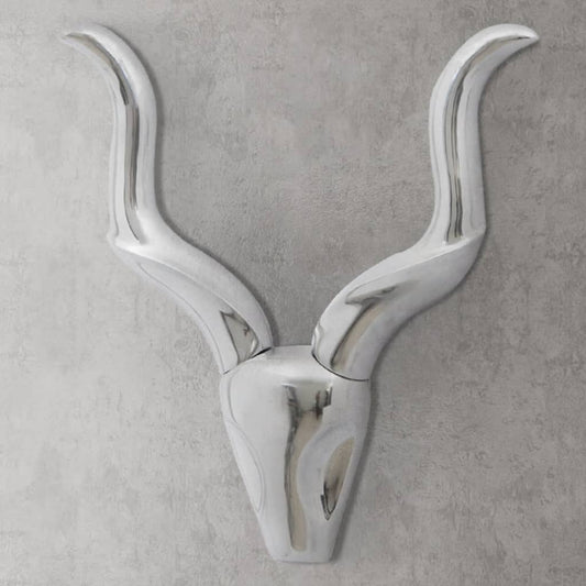Wall Mounted Aluminium Gazelle‰۪s Head Decoration Silver 50 cm