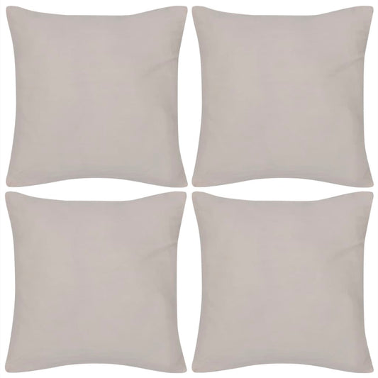 4 Beige Cushion Covers Cotton 40 x 40 cm