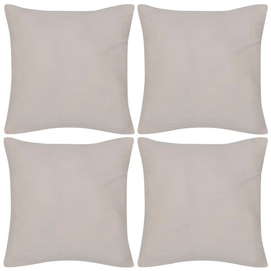 4 Beige Cushion Covers Cotton 80 x 80 cm