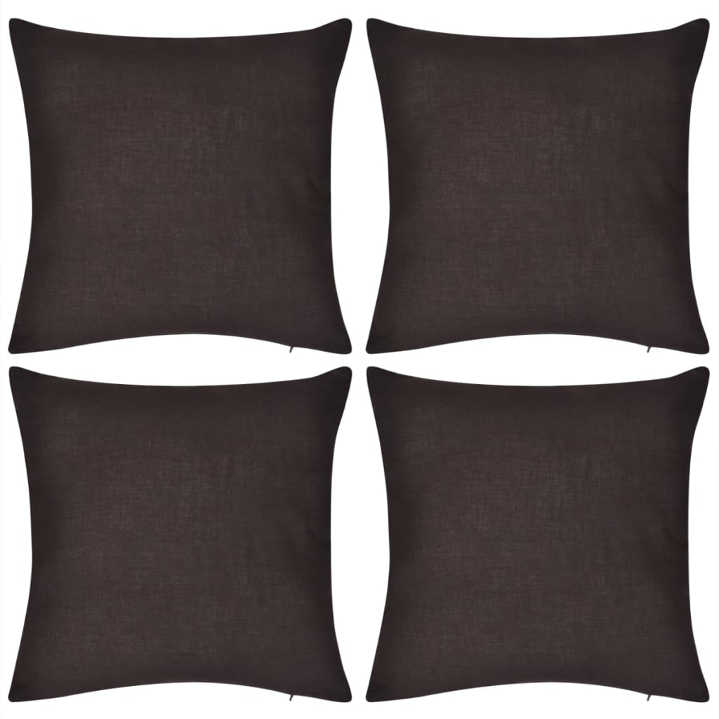 4 Brown Cushion Covers Cotton 50 x 50 cm