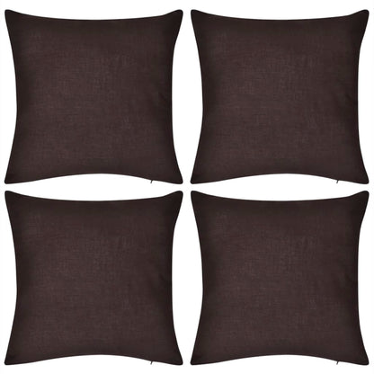 4 Brown Cushion Covers Cotton 50 x 50 cm