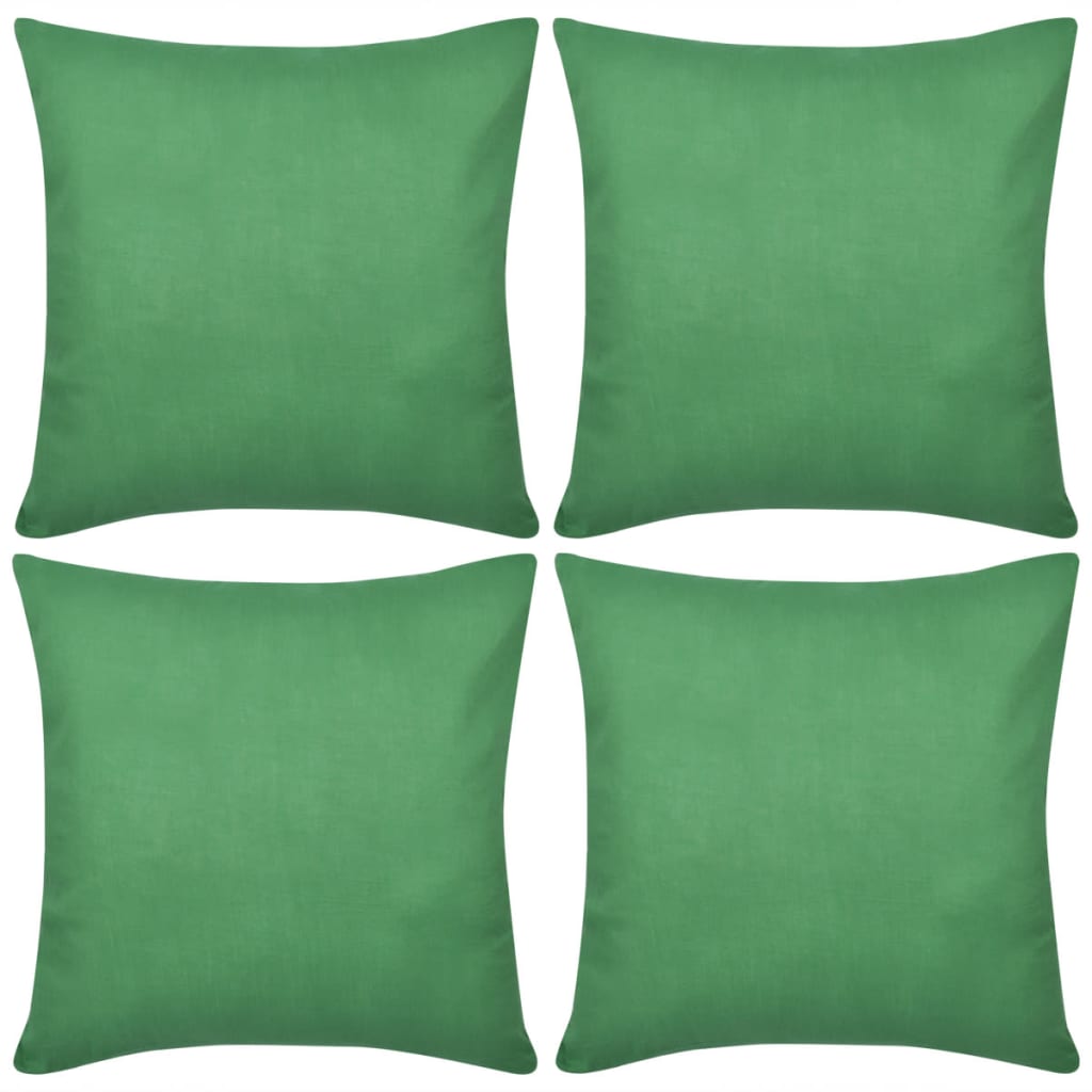 4 Green Cushion Covers Cotton 40 x 40 cm