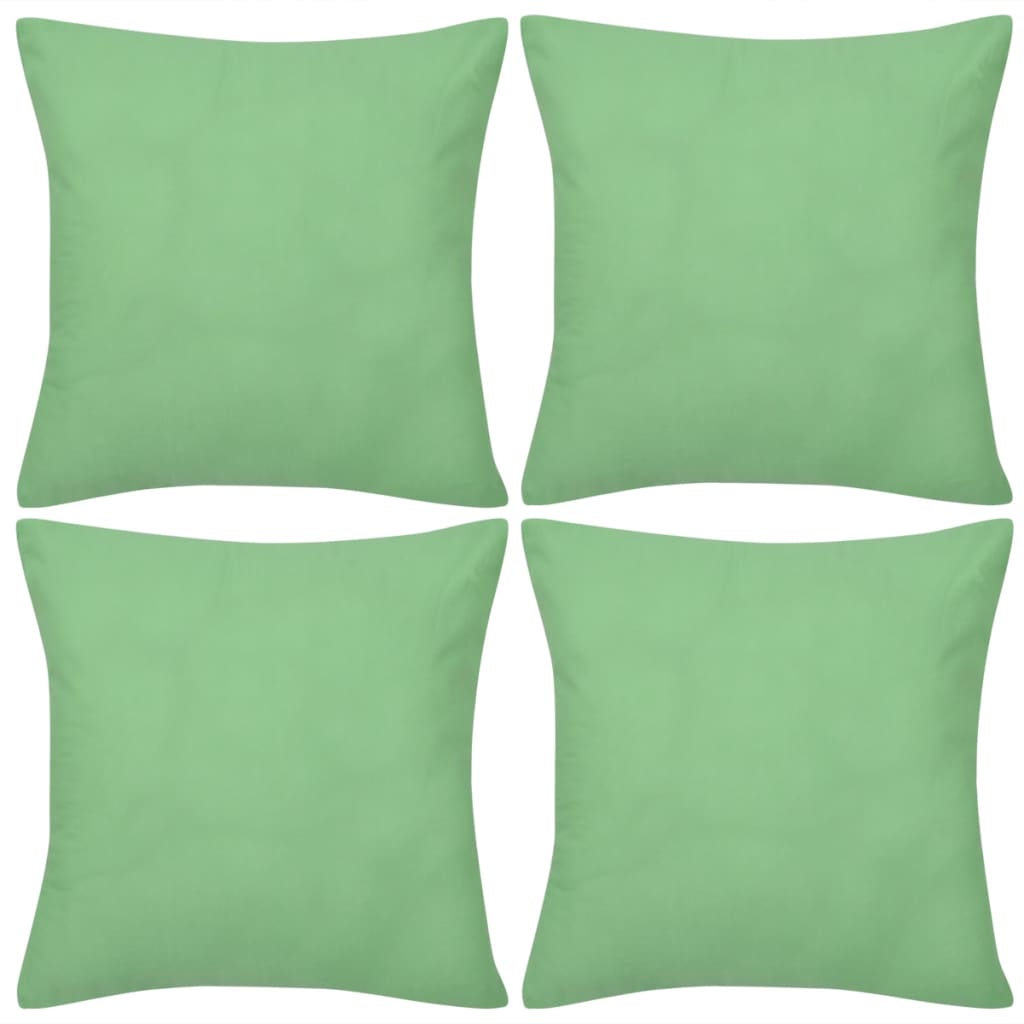 4 Apple Green Cushion Covers Cotton 50 x 50 cm