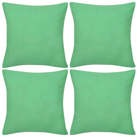 4 Apple Green Cushion Covers Cotton 80 x 80 cm