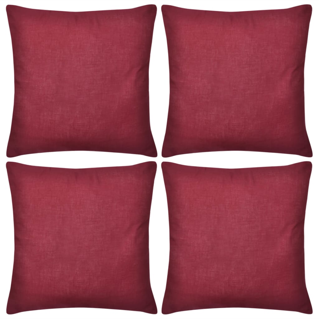 4 Burgundy Cushion Covers Cotton 40 x 40 cm