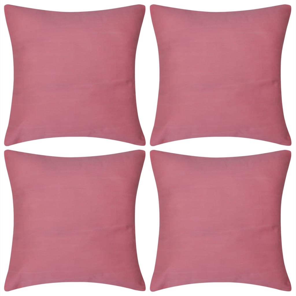 4 Pink Cushion Covers Cotton 50 x 50 cm