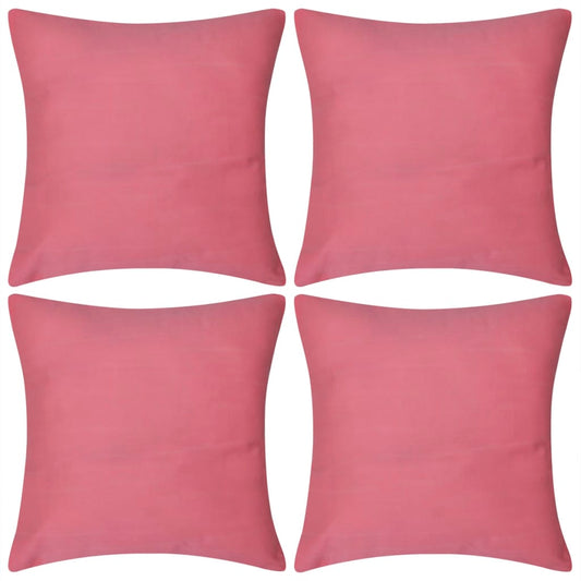 4 Pink Cushion Covers Cotton 50 x 50 cm