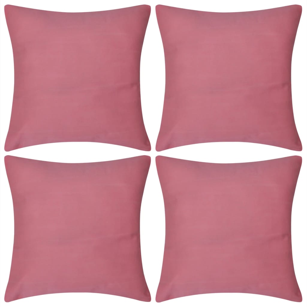 4 Pink Cushion Covers Cotton 80 x 80 cm