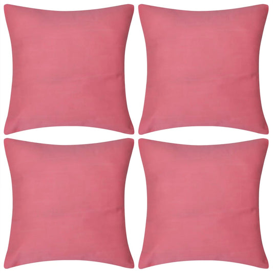 4 Pink Cushion Covers Cotton 80 x 80 cm