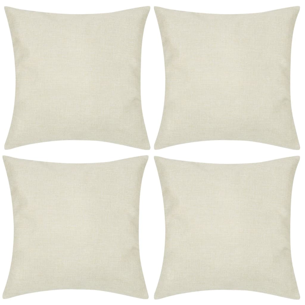 4 Beige Cushion Covers Linen-look 50 x 50 cm