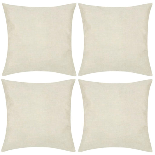 4 Beige Cushion Covers Linen-look 80 x 80 cm