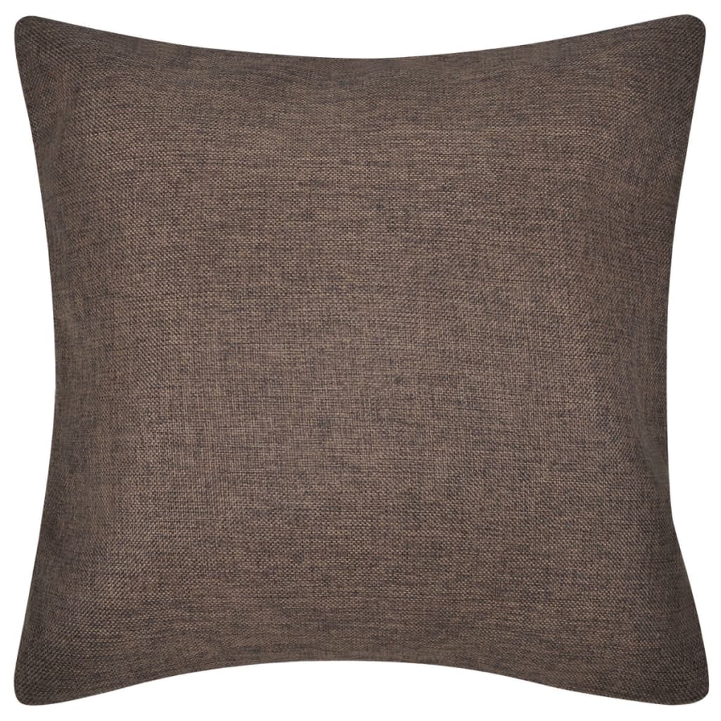 4 Brown Cushion Covers Linen-look 40 x 40 cm